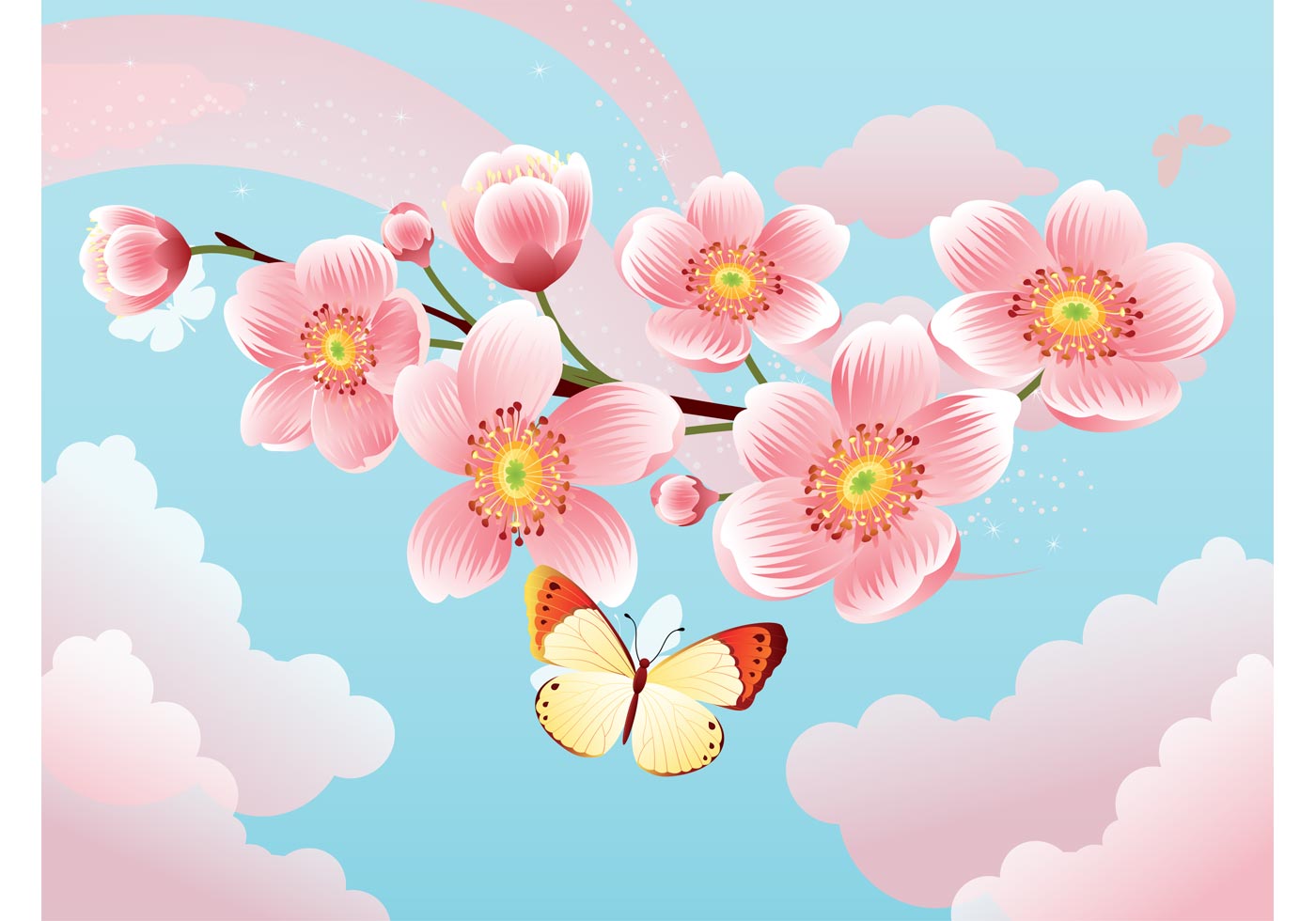 1400x980 Sakura Flower Free Vector Art