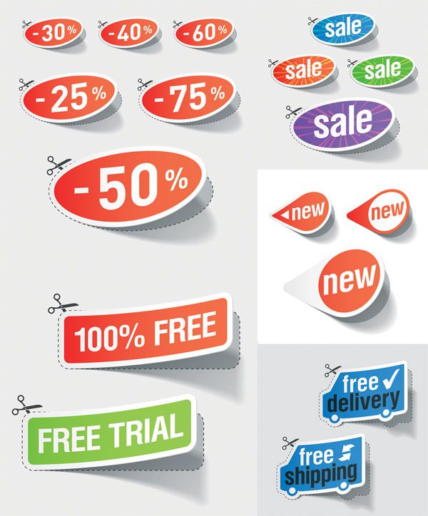 600x724 Nice Discount Sales Sticker Vector Resources Psd
