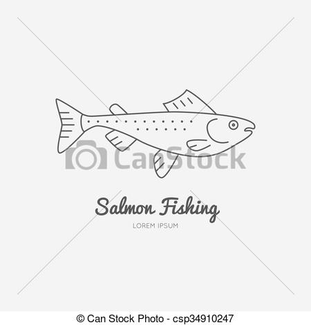450x470 Fishing Gear. Clean And Simple Illustration Of A Salmon. Vector