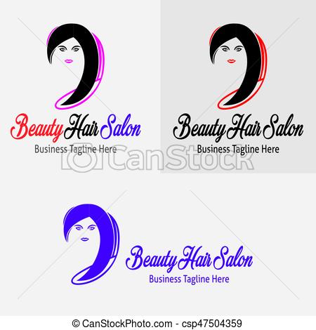 450x470 Beauty Hair Salon Logo. Beautiful Woman Face Logo Sample, Vector