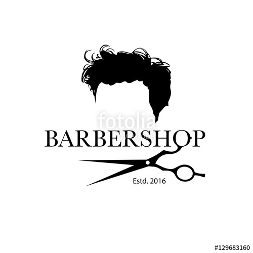 500x500 Logo For Barbershop, Hair Salon With Hipster Haircut And Barber