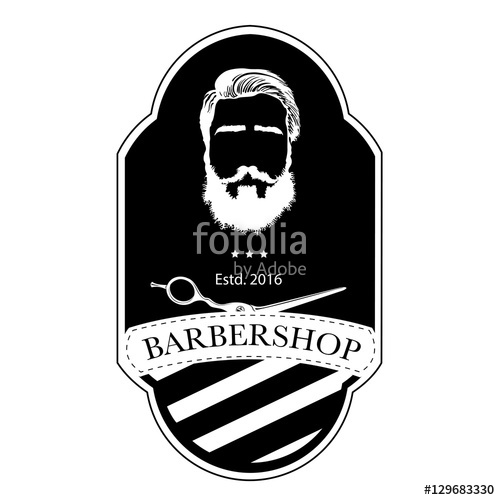 500x500 Logo For Barbershop, Hair Salon With Hipster Head And Barber