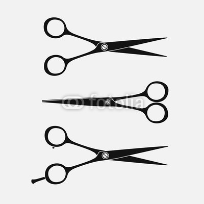 400x400 Set Of Hairdressing Scissors. Silhouettes Of Scissors. Vector