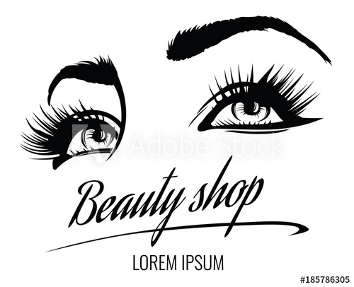 500x406 Beauty Salon Vector Poster With Eyes, Eyelashes And Eyebrow Of