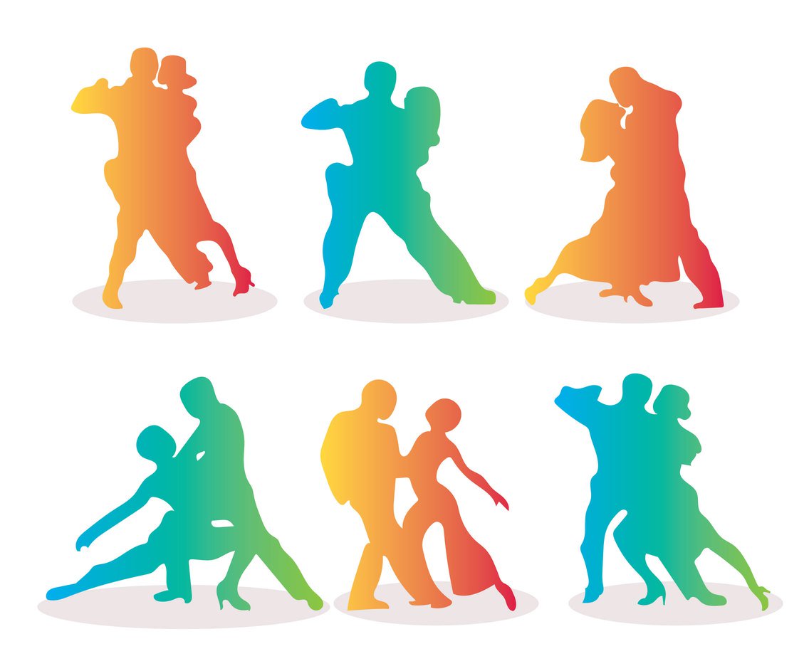 1136x936 Salsa Dance Silhouette Gradient Colors Vectors Vector Art