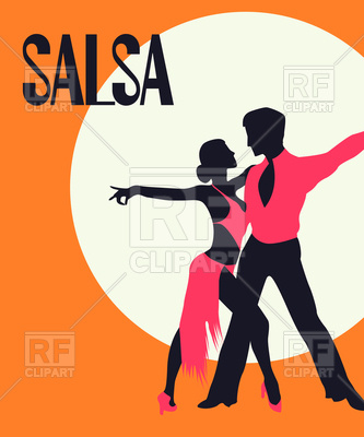 333x400 Salsa Poster. Elegant Couple Dancing. Retro Style Vector Image