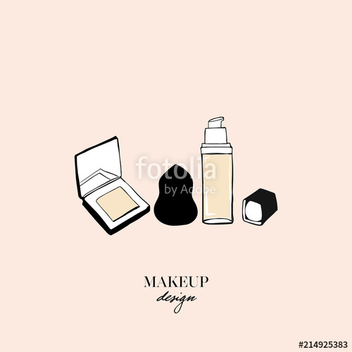 500x500 Vector Make Up Products Set. Face Cosmetic Compact Powder