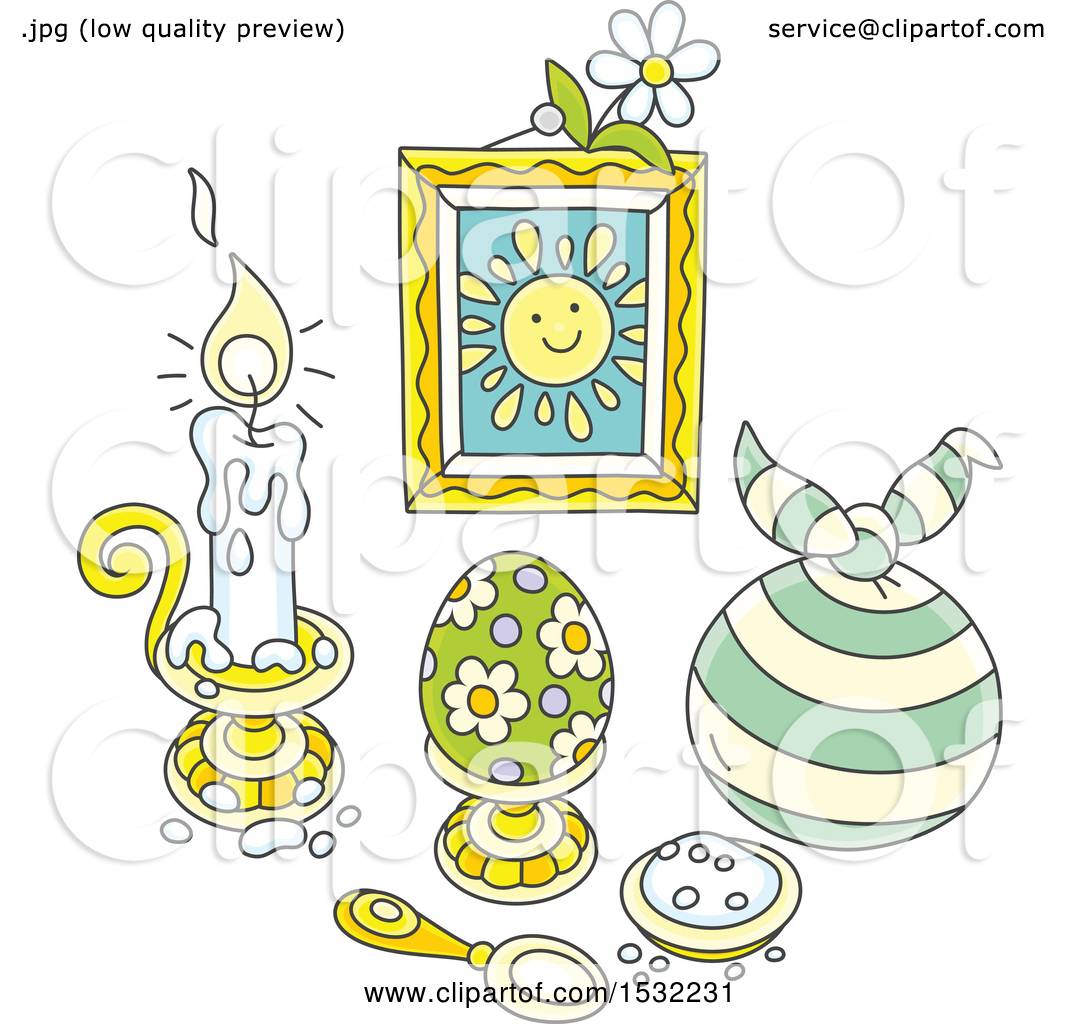 1080x1024 Clipart Of A Still Life Of Easter Holiday Salt, A Candle, Egg And