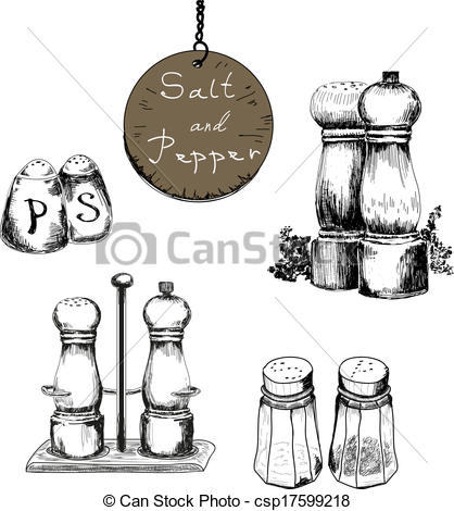 418x470 Salt And Pepper. Set Of Vector Hand Drawn Illustrations Vector
