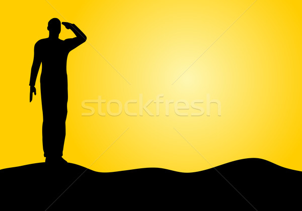 600x420 Silhouette Of An Army Soldier Saluting Vector Illustration