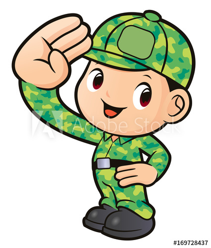 426x500 Soldier Character Salute. Vector Illustration Isolated On White