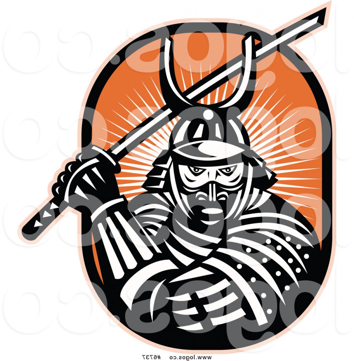 1228x1252 Royalty Free Clip Art Vector Logo Of A Samurai Warrior With A