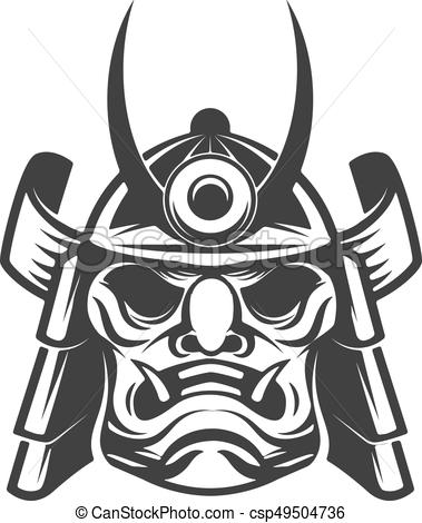 379x470 Samurai Warrior Helmet Isolated On White Background. Design