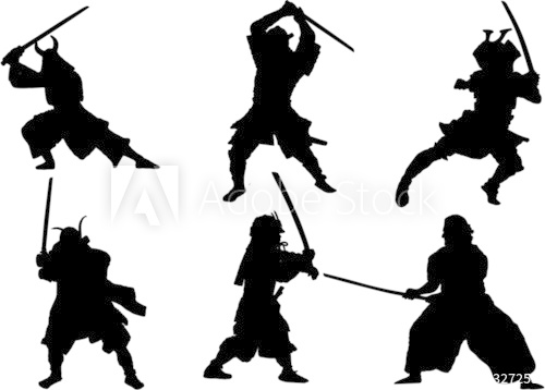 500x358 The Set Of Samurai Warrior Vector Silhouette