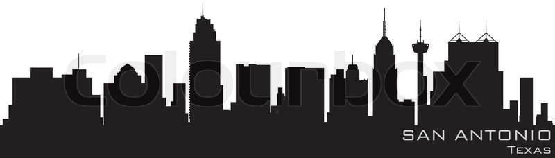 800x228 San Antonio, Texas Skyline Detailed Vector Silhouette Stock