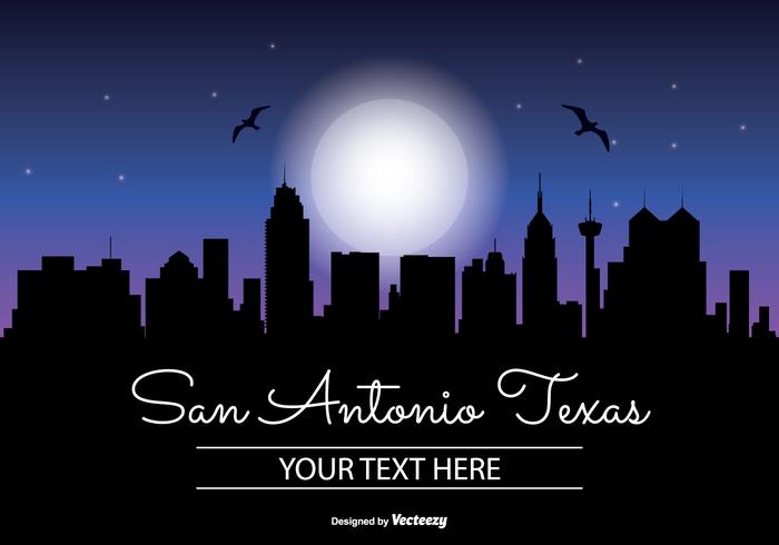 700x490 San Antonio Texas Night Skyline Illustration
