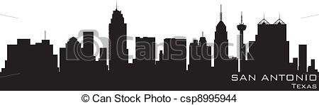 450x148 San Antonio, Texas Skyline. Detailed Vector Silhouette.