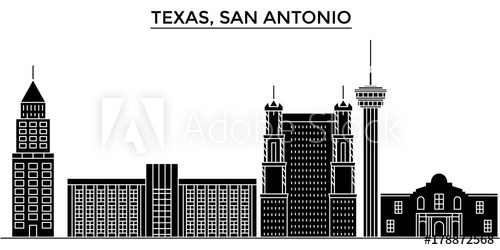 500x250 Usa, Texas San Antonio Architecture Skyline, Buildings, Silhouette