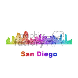 300x300 Royalty Free City Skyline Vector Clipart Usa San Diego 402717