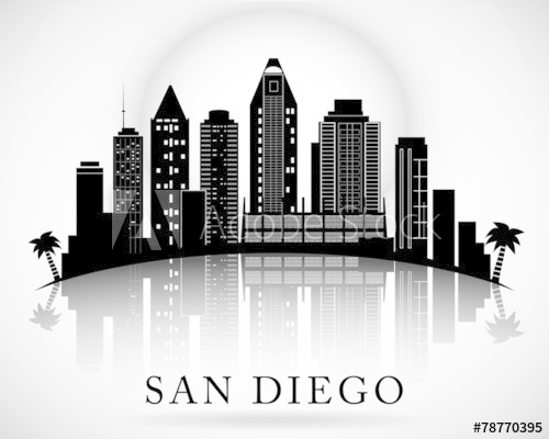 500x400 San Diego Skyline. City Silhouette