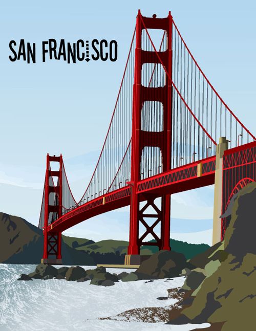 500x647 Golden Gate Bridge Vector Illustration By Romo Places
