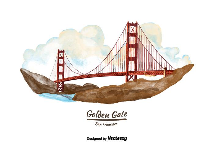 700x490 San Francisco Golden Gate Bridge Watercolor Vector
