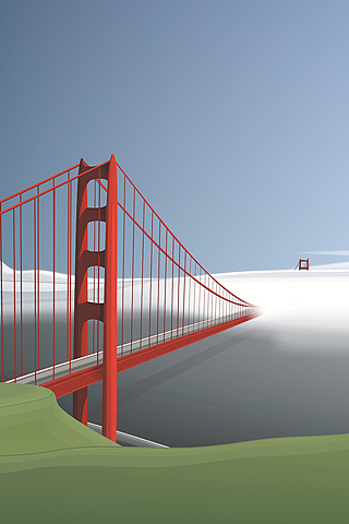 320x480 San Francisco Golden Gate Bridge Vector Iphone Wallpaper