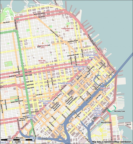 552x600 San Francisco Vector Map