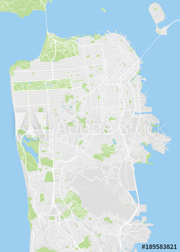 357x500 San Francisco Colored Vector Map