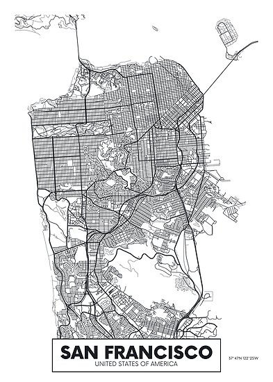 393x550 Vector Poster Map City San Francisco Posters By Maximgertsen