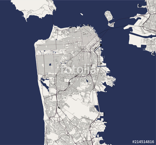 500x465 Vector Map Of The City Of San Francisco, Usa Stock Image And