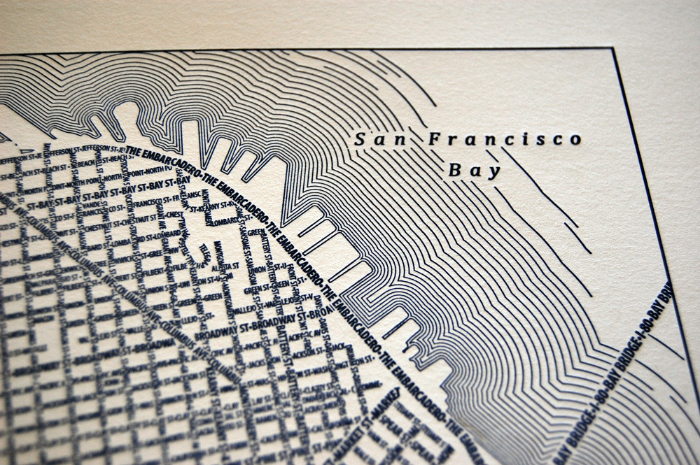 1000x665 New Letterpress Maps Of San Francisco And Manhattan