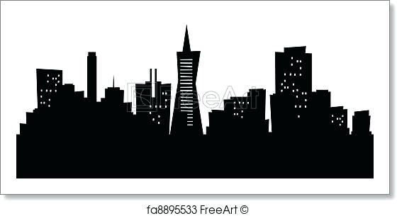 560x305 San Francisco Skyline Silhouette City Skyline Silhouette Wall