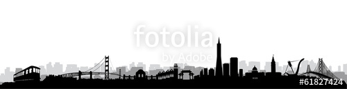 500x129 San Francisco Skyline Silhouette Vector Stock Image And Royalty