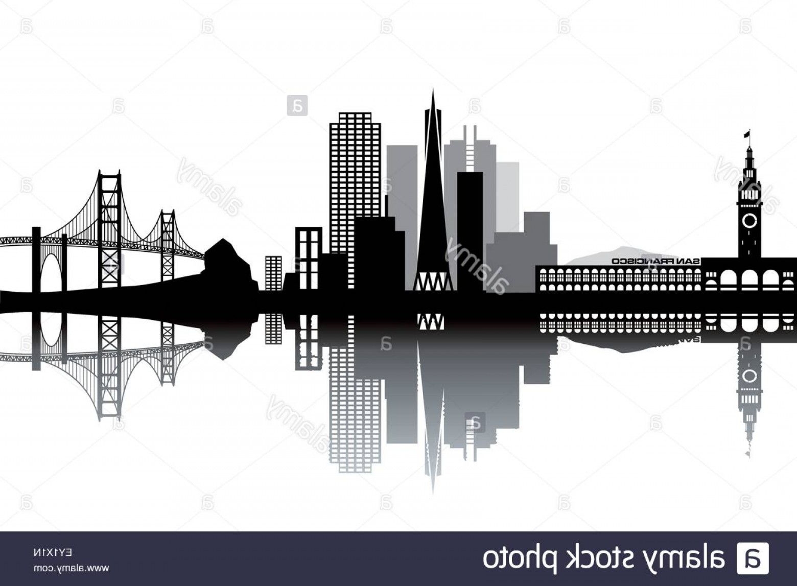 1560x1147 Stock Photo San Francisco Skyline Black And White Vector