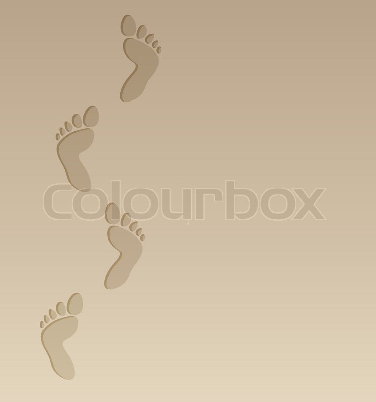 747x800 Vector Foot Steps On The Sand Stock Vector Colourbox