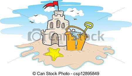 450x258 Vector Illustration Of A Sand Castle On A Beach.
