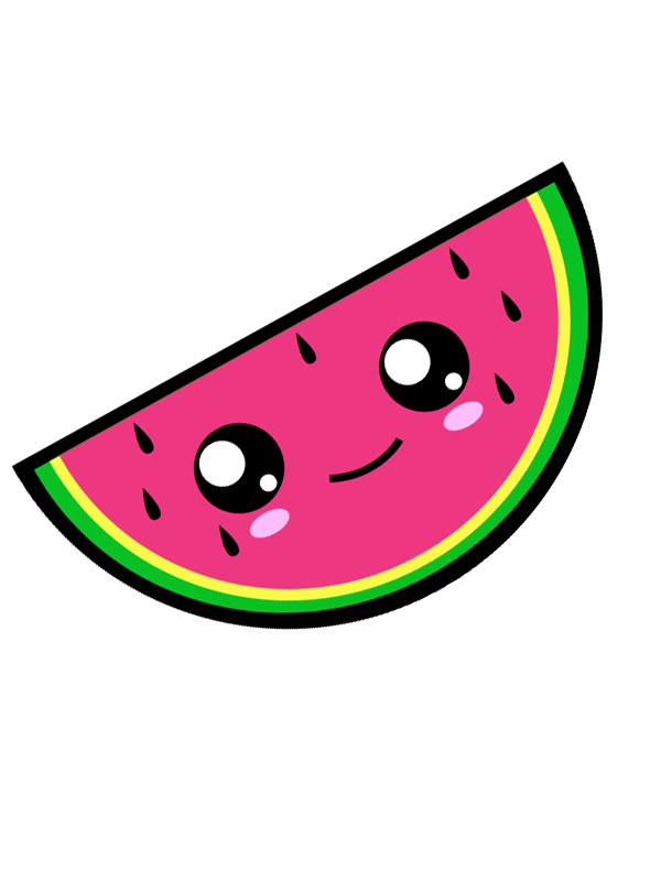 600x800 Kawaii Watermelon. Vector Illustration. Too Cute