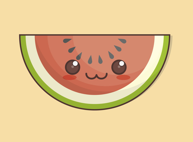 626x462 Kawaii Watermelon Fruit Icon Orange Background Vector Premium