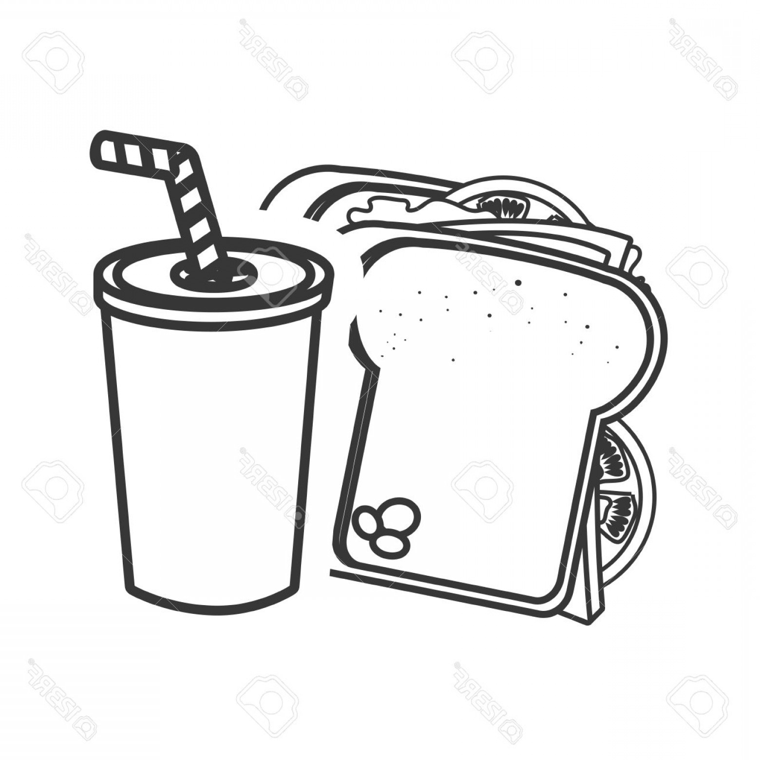 1560x1560 Photostock Vector Sandwich Fast Food With Soda Drink Icon