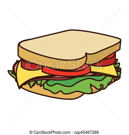 450x470 Color Figure With Big Sandwich Vector Illustration.