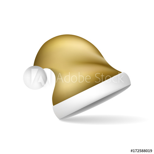 500x500 Gold Christmas Santa Claus Hat. Vector Illustration.