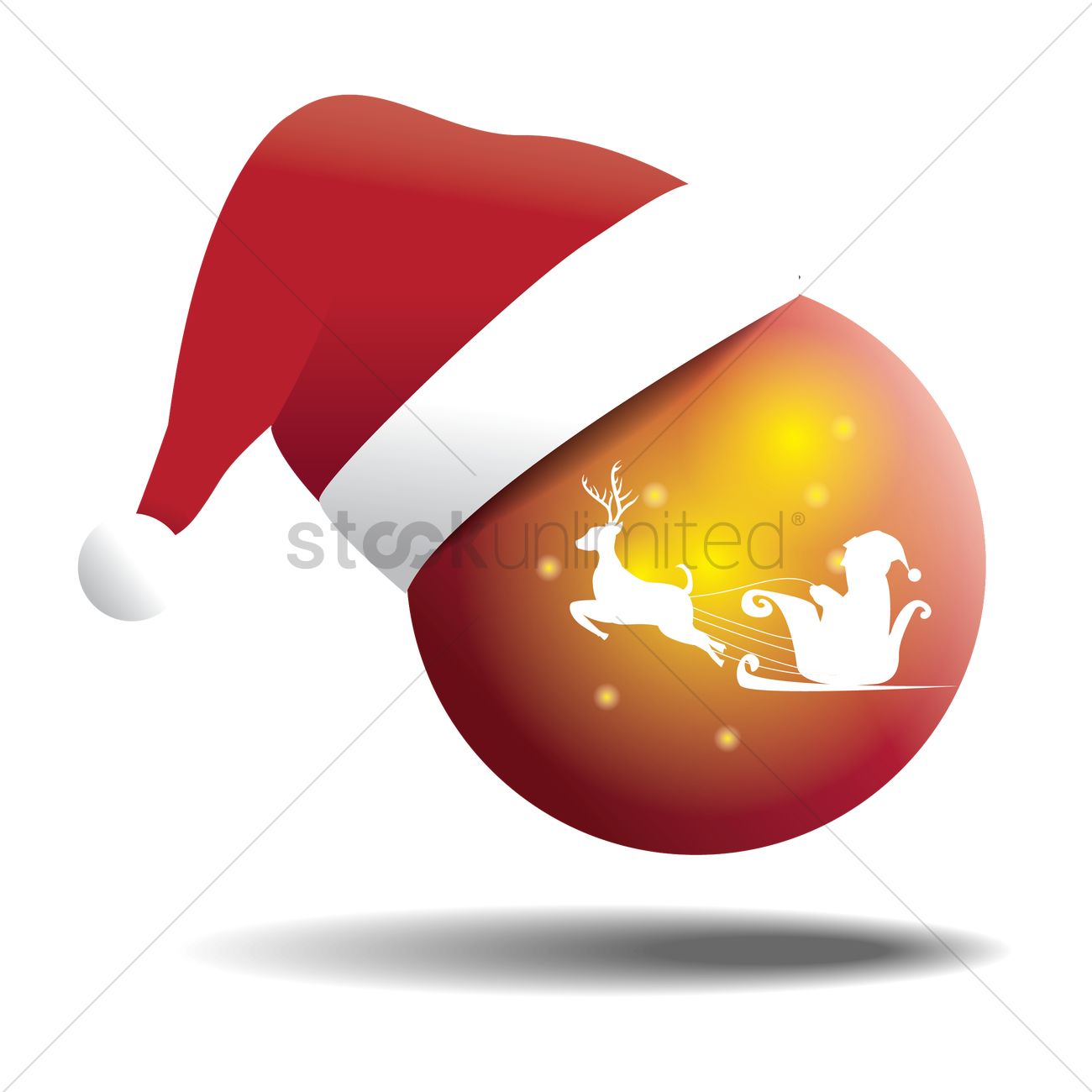 1300x1300 Reindeer And Santa Claus On Glass Ball With Santa Hat Vector Image