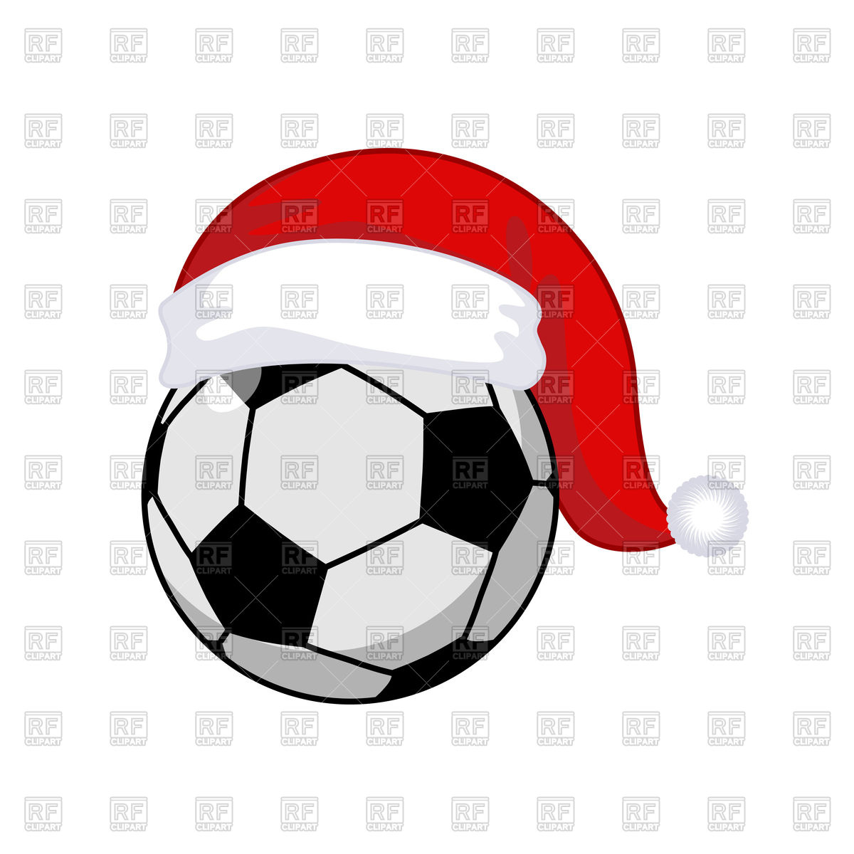 1200x1200 Soccer Ball In Santa Claus Hat Vector Image Vector Artwork Of