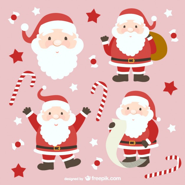 626x626 Santa Claus Cartoons Collection Vector Free Download