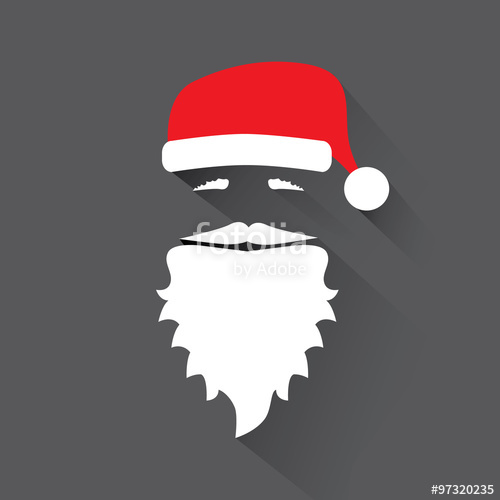 500x500 Flat Design Vector Santa Claus Face On Black Background. Icon