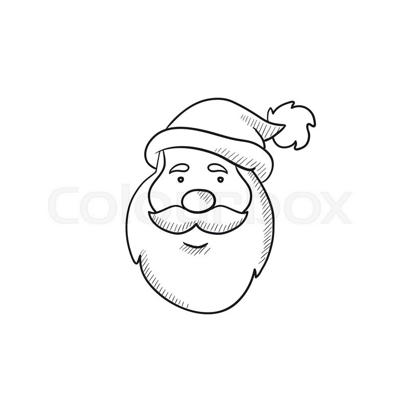 800x800 Santa Claus Face Vector Sketch Icon Isolated On Background. Hand