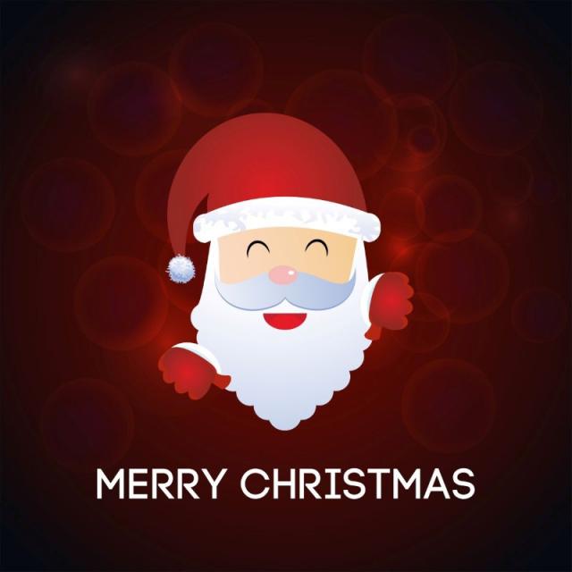 640x640 Christmas Typography With Happy Santa Face On Red Background