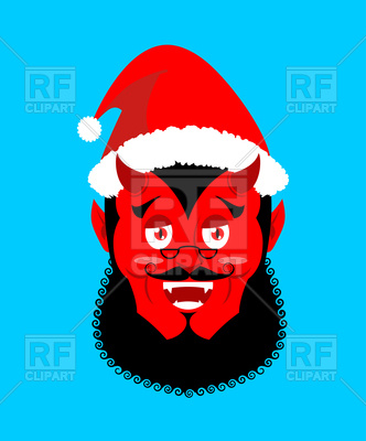 332x400 Satan With Horns In Red Santa Hat Vector Image Vector Artwork Of