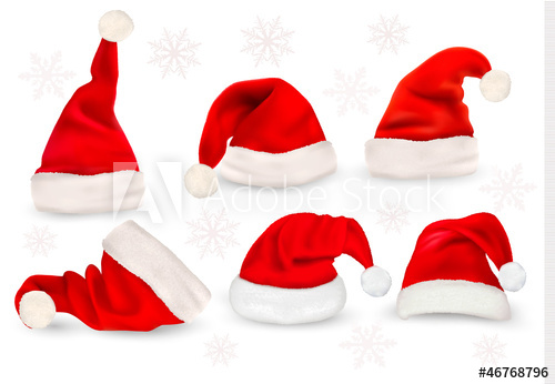 500x346 Big Collection Of Red Santa Hats. Vector.